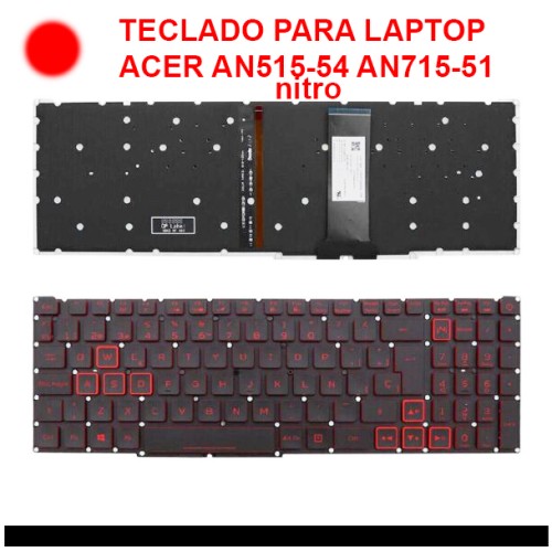 TECLADO PARA LAPTOP ACER AN515-54 AN715-51 NITRO ROJO